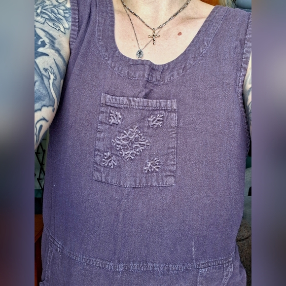 El Huarache Cottons 100% Cotton Deep Purple Pocketed Dress - Picture 5 of 10